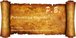Petrovity Bazsó névjegykártya